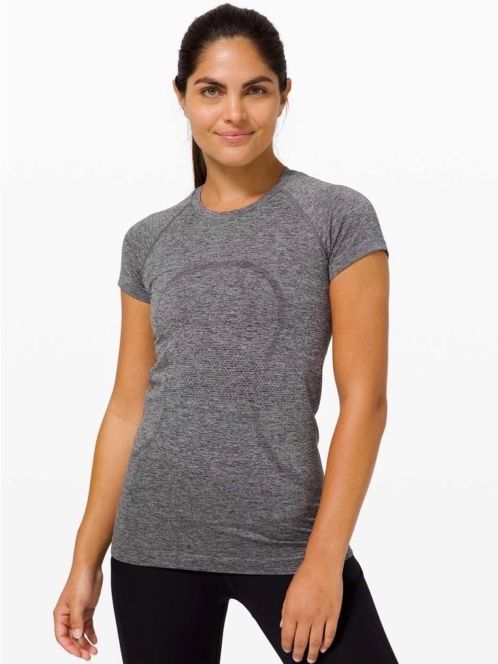 Lululemon Athletica Swiftly Tech Heathered Gray Short-Sleeve Flawed Tee Size 10
